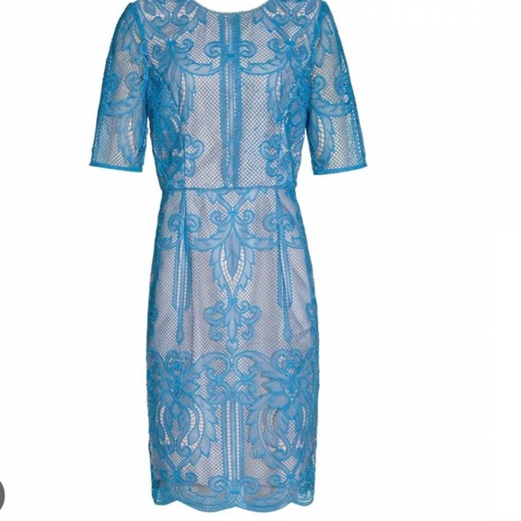 REISS Blue Zola Lace Fitted Dress, size 10 - Picture 3 of 16